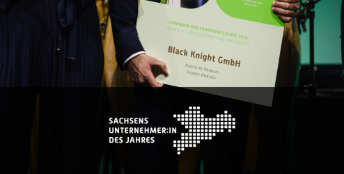 Gewinnerzertifikat des Unternehmerpreises Sachsen 2024, den wir als Sicherheitsdienst Leipzig gewonnen haben.